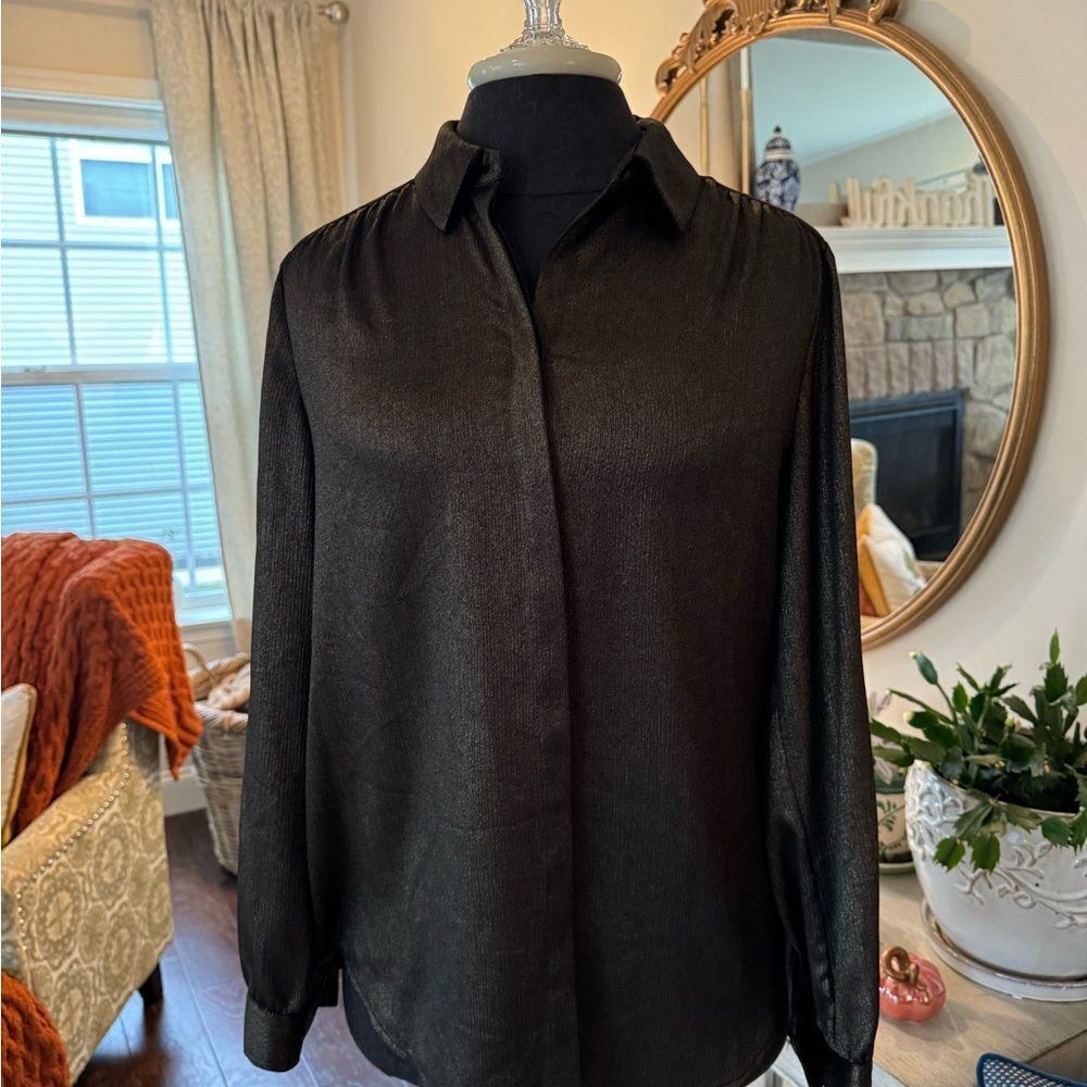 Chicos Black Button-Up Blouse (0)